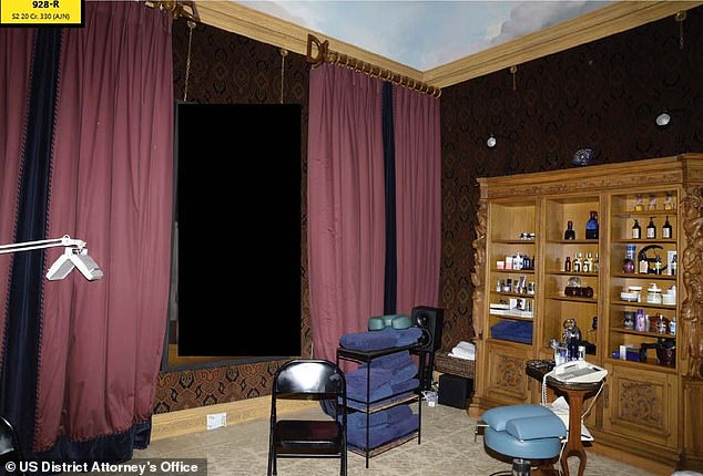 There was also a massage room which featured nude paintings of women. On the shelves were lubricants, according to pictures seen by The Times