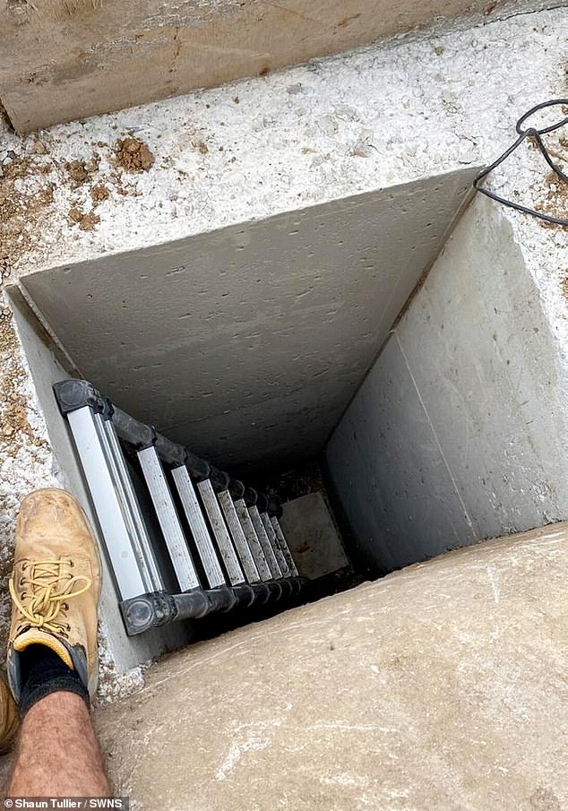 The entrance to the bunker features quite a sharp drop into a pitch black tunnel