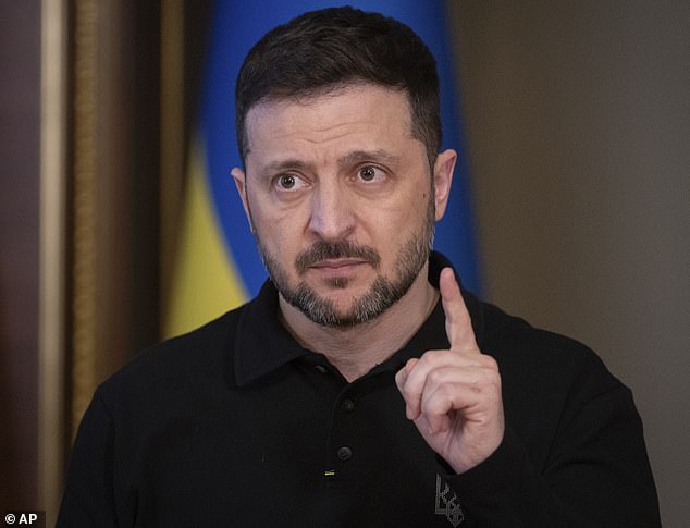 Despite Trump labeling him a 'dictator,' Ukrainian President Volodymyr Zelenskyy (pictured) earned a favorability rating of 18, with 52 percent of respondents viewing him positively and only 34 percent expressing a negative opinion