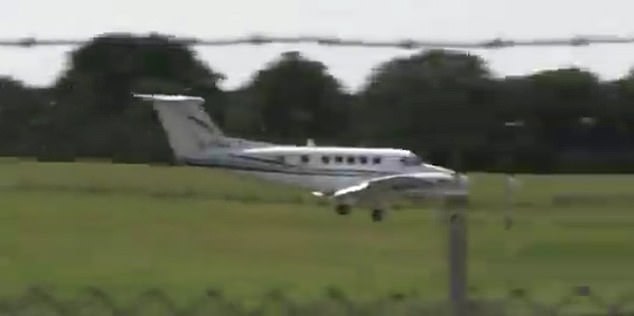 An observer, who wished to remain anonymous, filmed the plane - forced to descend without fully extending its landing gear - as it made the emergency stop