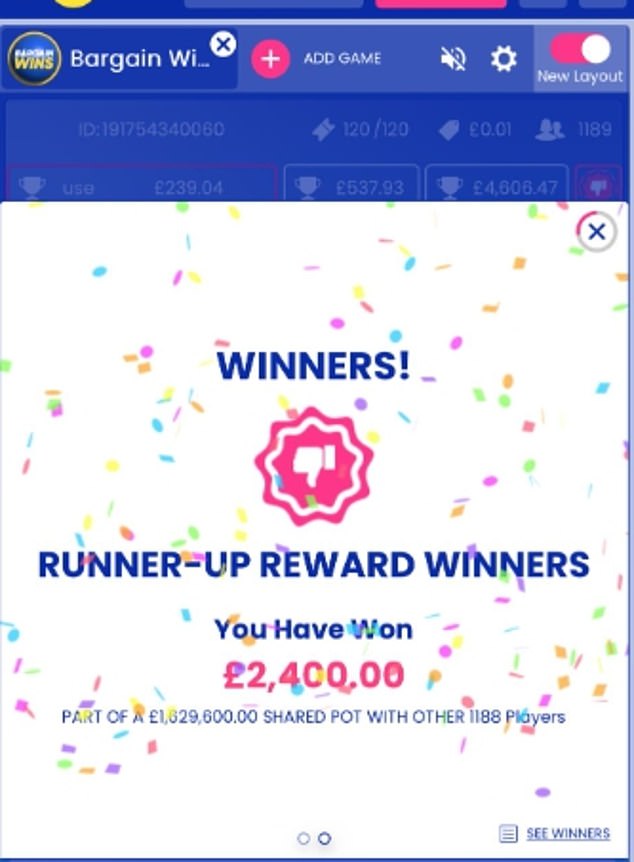 Ms Greer added that she had thought the prize money was real throughout because even the chat host congratulated her and told her to spend her winnings