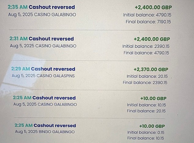 She explained that she believed to have had a lucky streak, winning a pot worth £2,400 three times in a row but when it came to cashing the money, her account was frozen