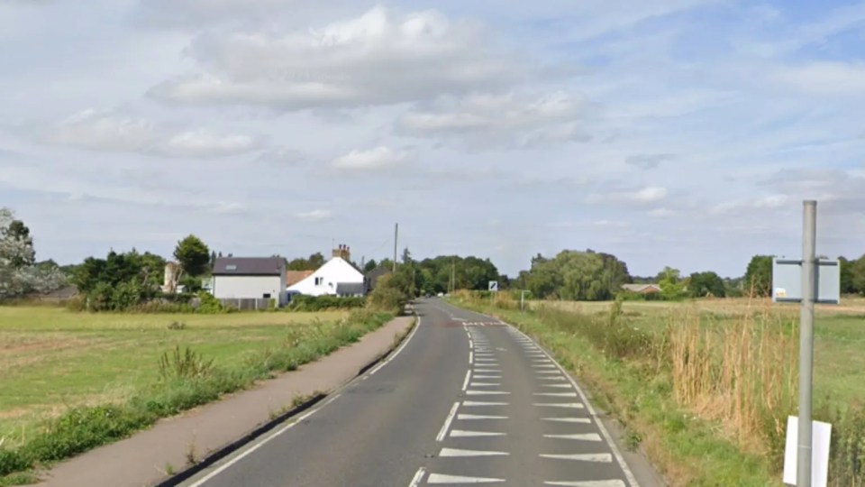 Road near Langford, Bedfordshire, where a murder took place.