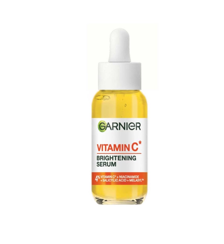 Garnier Vitamin C Brightening Serum bottle.