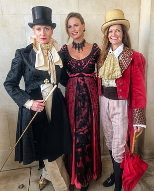 Sarah Byrne, Francesca Cumani and Stephanie Eastrby at the Goodwood Regency Ball