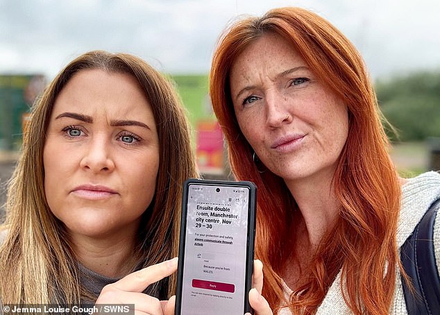 Friends Ms Watkins (left) and Ms Gough were left flabbergasted by the reason for the cancellation
