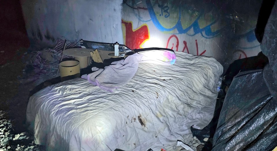 Las Vegas tunnel used as a homeless encampment.