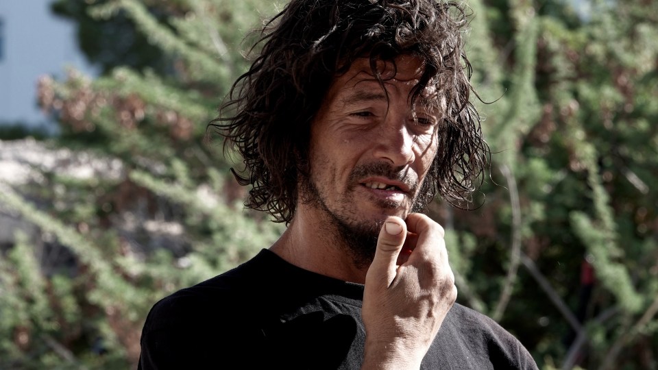 Portrait of a homeless man in Las Vegas.
