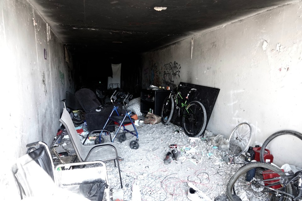 Las Vegas tunnel used as a homeless encampment.