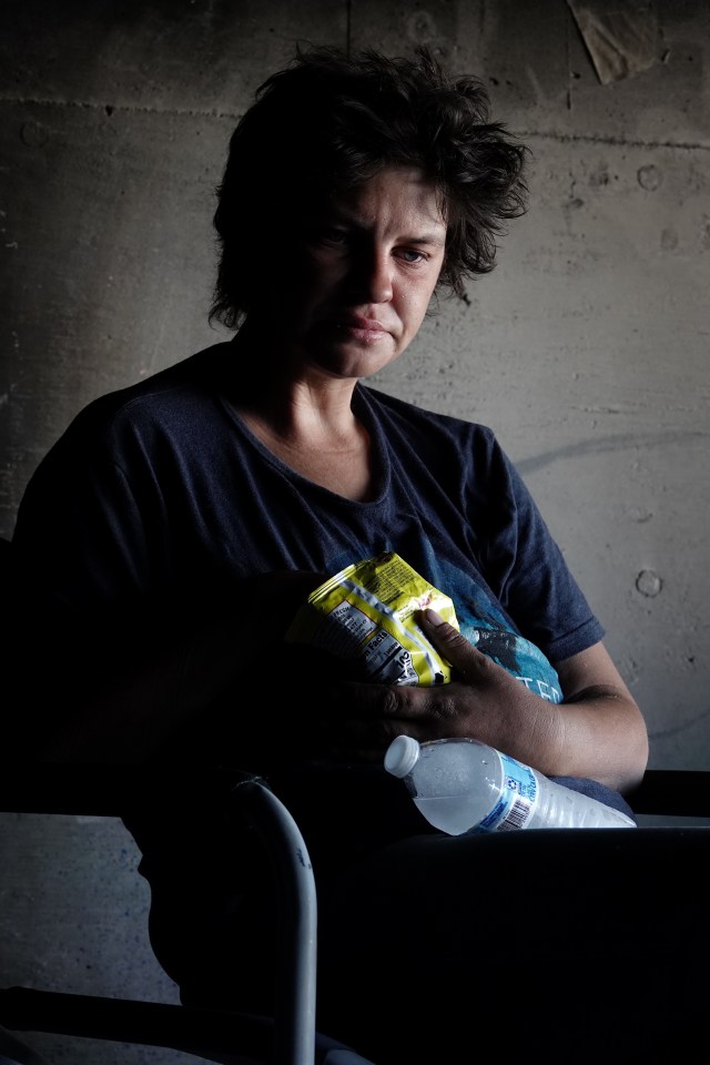 Homeless person in Las Vegas tunnel.