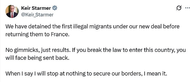 Sir Keir Starmer tweeting about the detentions