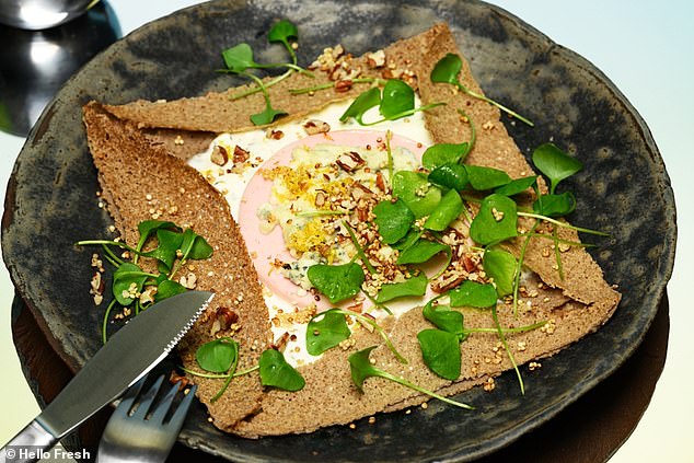 Previously, scientists have predicted what food of the future could look like. This savory galette is made out of teff, a highly nutritious ancient grain with a nutty flavour. It's served with dandelion salad, plant-based ham, freeze-dried blue cheese, crunchy popped quinoa, chopped pecans and purslane (a plant with edible leaves)