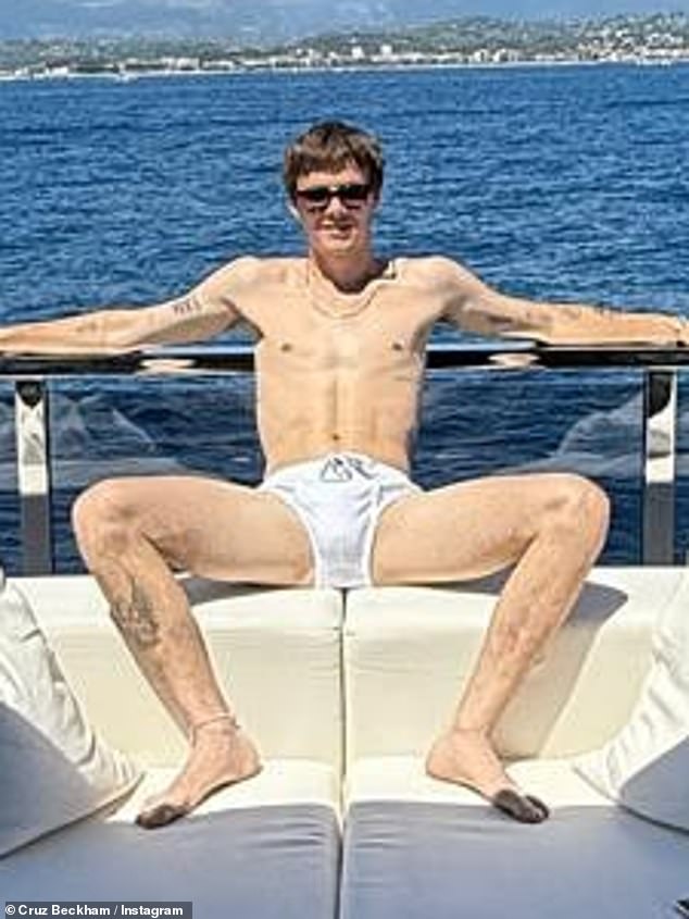 Cruz took a hilarious swipe at his father David as he mimicked him once again in a pair of tight white pants that mirrored his dad's underwear campaign on Instagram last week