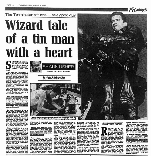 The Mail's glowing review of Terminator 2: Judgement Day, which was released in 1991