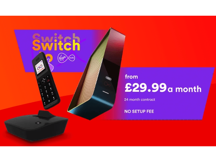 Virgin Media phone package: £29.99/month, 24-month contract, no setup fee.