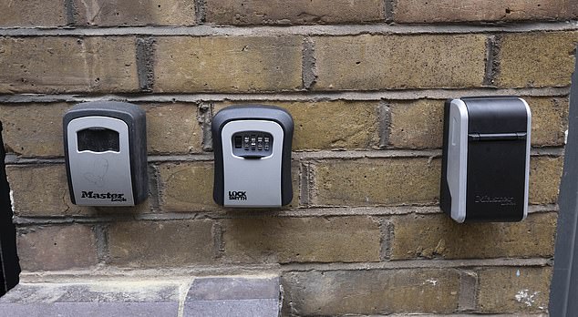 Lock boxes normally used with Air B&Bs outside a property in Soho
