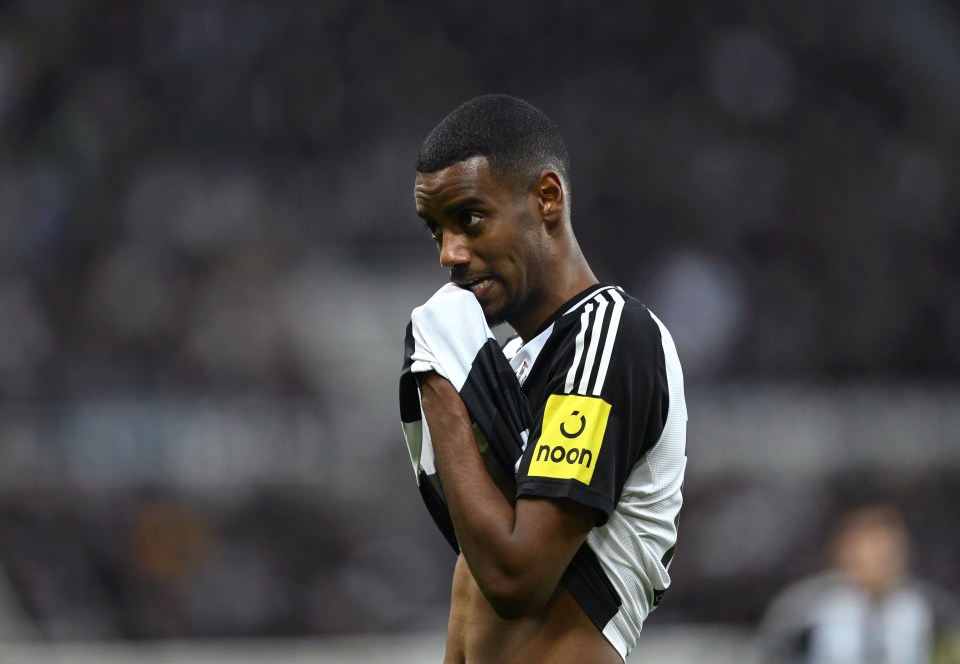 Alexander Isak of Newcastle United reacts during a soccer match.