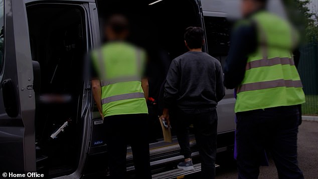 Video clips released by the Home Office showed men boarding an escort van at the department's processing centre in Manston, near Ramsgate, Kent