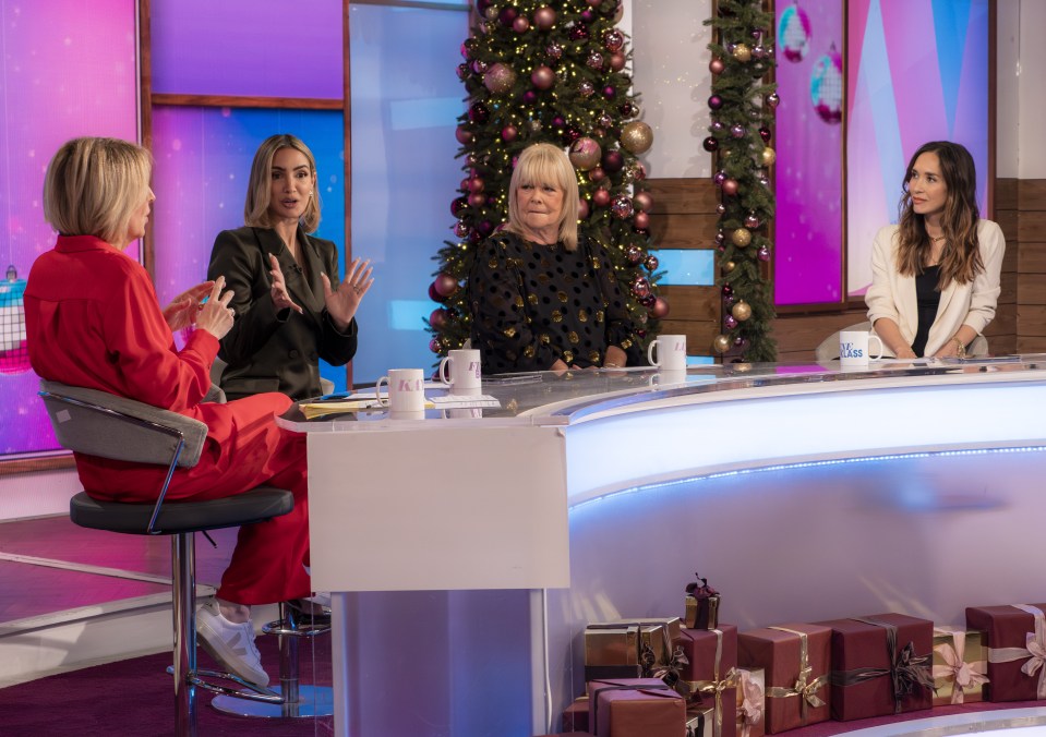Kaye Adams, Frankie Bridge, Linda Robson, and Myleene Klass on the set of Loose Women.