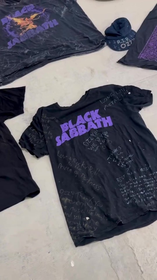Black Sabbath t-shirts with fan tributes.