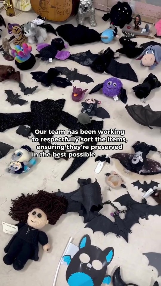 Fan tributes being sorted and preserved.