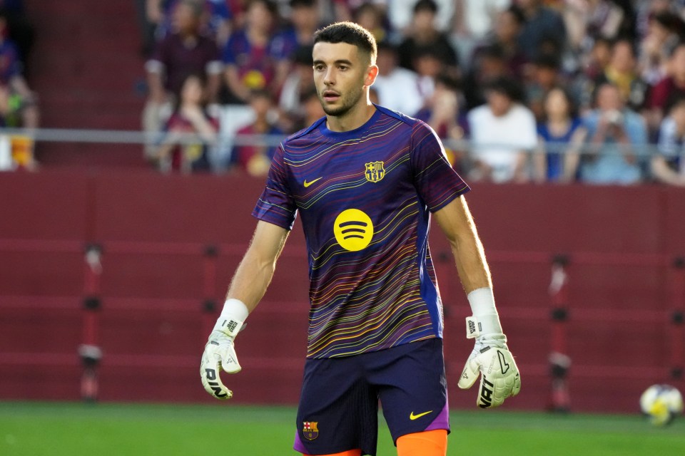 Joan García, FC Barcelona goalkeeper, on the field.