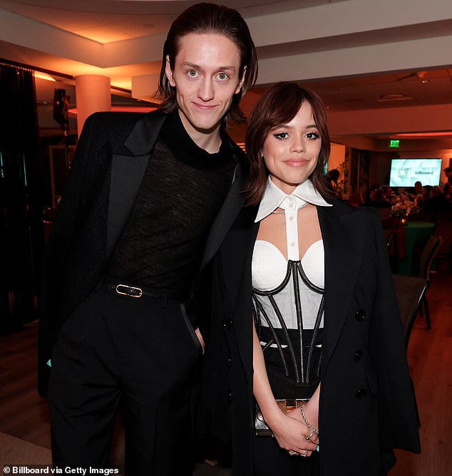 Hynes White is seen with former co-star Jenna Ortega in January 2023
