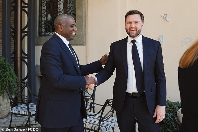 JD Vance meets with UK Foreign Secretary David Lammy in Rome in May this year