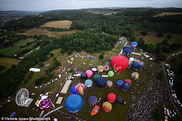Balloons are seen in the air at the Bristol International Balloon Fiesta