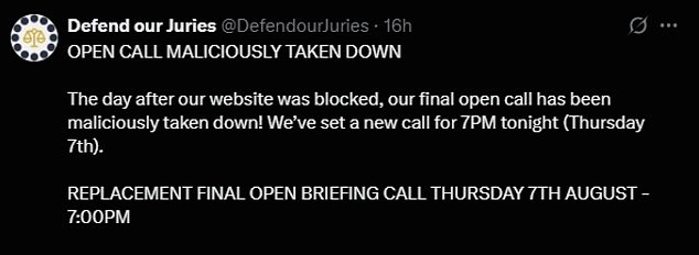 Defend Our Juries posted on social media that hundreds of people had attended its briefing call