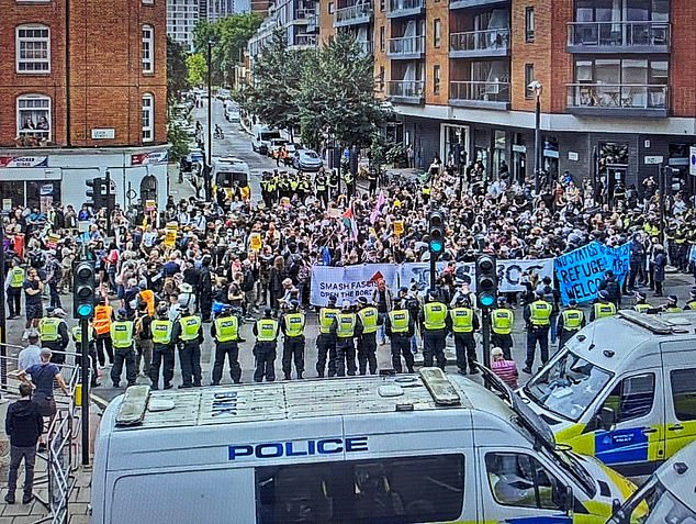 Protesters are seen facing off with police and other groups last weekend