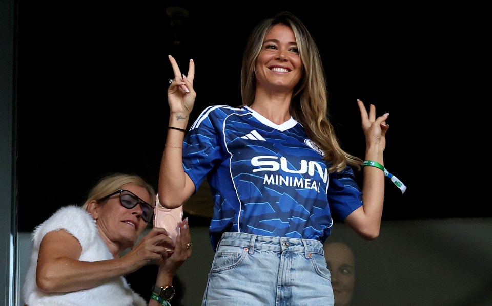 Diletta Leotta, wife of Loris Karius, at a soccer game.