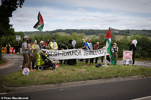 There was a small protest near Chevening ahead of the visit by Mr Vance