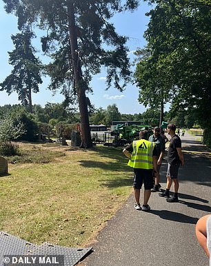Crew were seen surrounding the set