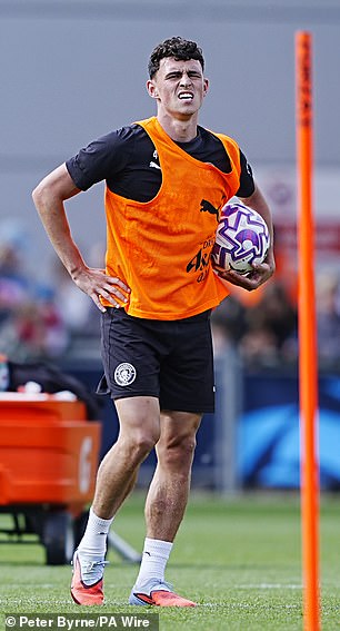 Foden is pictured in training earlier this week