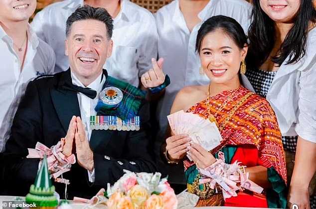 Davidson, who married Thai woman Pick Pattraporn in December 2022, described himself as a 'cliché' in a text message to a mate sent in 2023. The couple is pictured on their wedding day