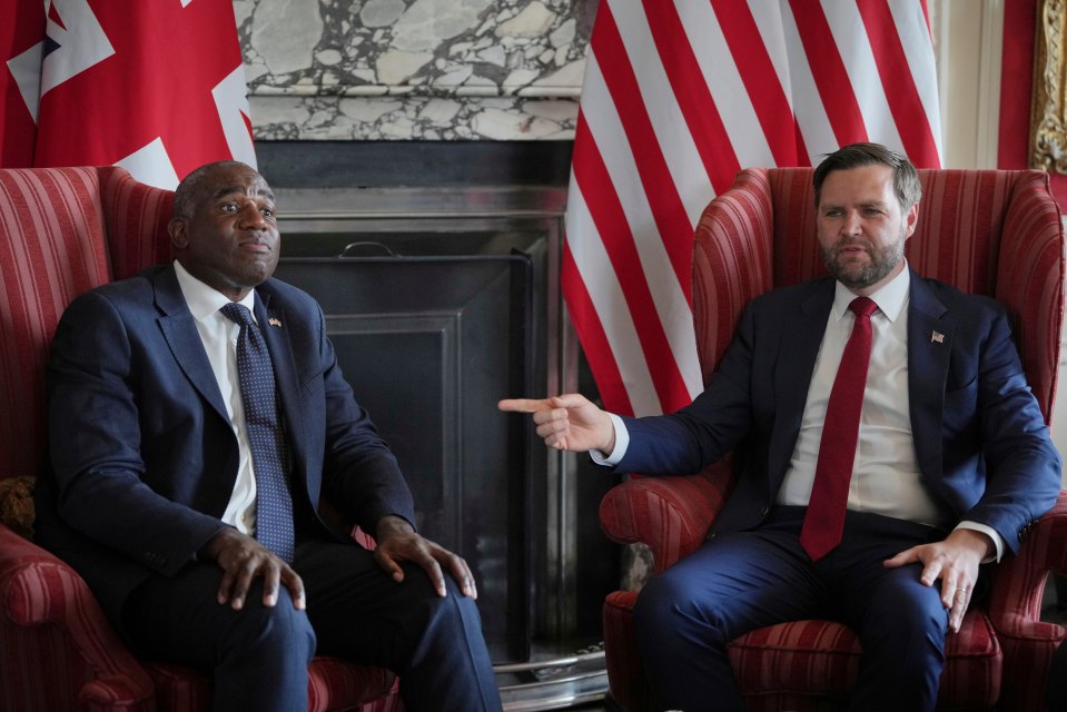 Vice President JD Vance and Britain's Foreign Secretary David Lammy in a meeting.
