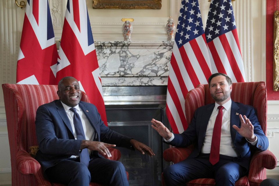 Vice President JD Vance and Britain's Foreign Secretary David Lammy meeting at Chevening House.