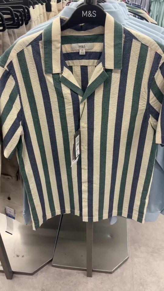 M&S striped shirt on display.