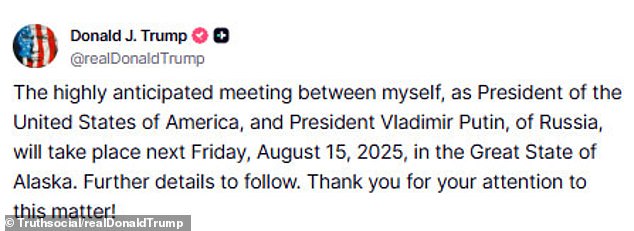 The statement, shared via Trump's social media platform Truth Social, described the meeting as 'highly anticipated,' though few details were provided
