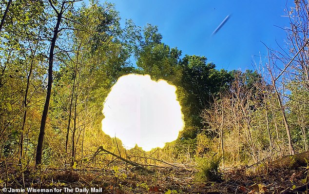 A projectile is fired by a T-80 Tank, which has been captured intact from the Russians