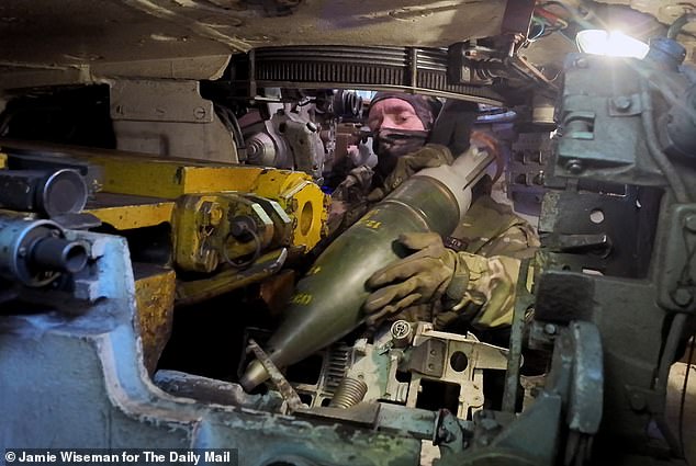 Tank Operator Mikail, who was dragged from his burning tank last week after this position was hit by a Russian strike