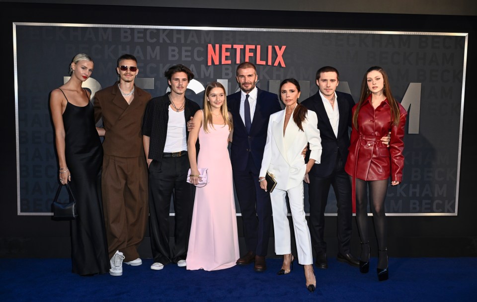 The Beckham family at the Netflix "Beckham" premiere.