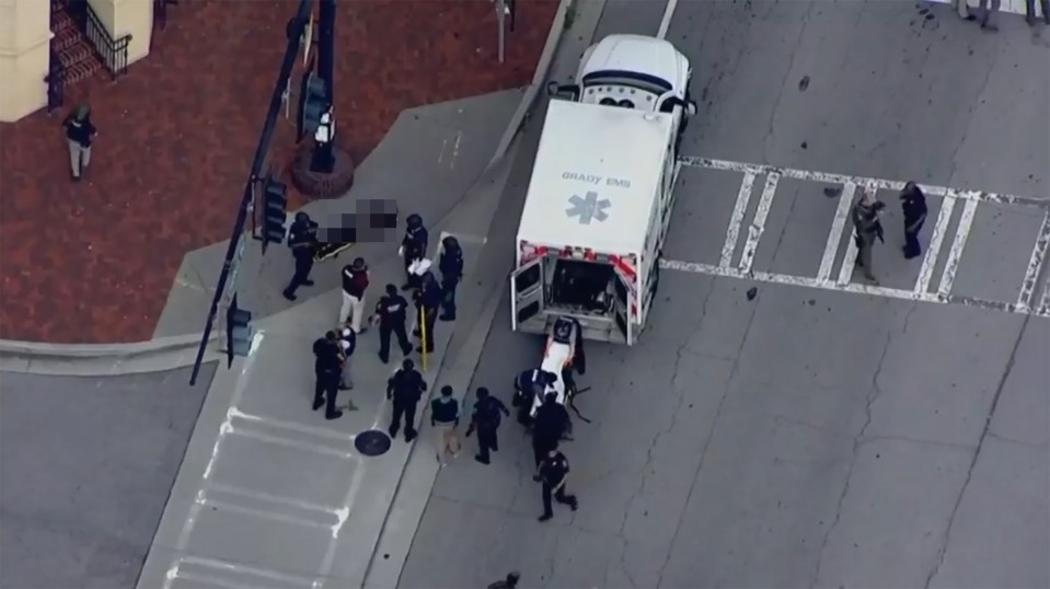 Aerial view of an active shooter scene near Emory University.