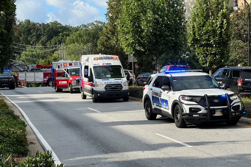 Emergency vehicles near Emory University.