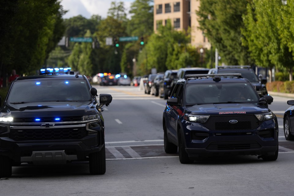 Emergency vehicles near Emory University.