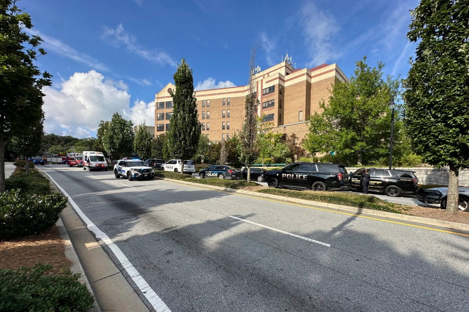 Emergency vehicles near Emory University.