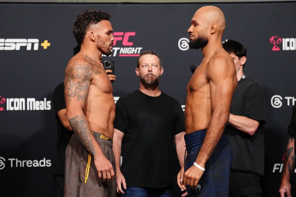 Eryk Anders and Christian Leroy Duncan facing off at a UFC weigh-in.