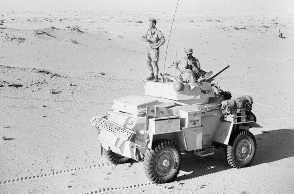 British Humber Mk II armored car on patrol in North Africa during WWII.