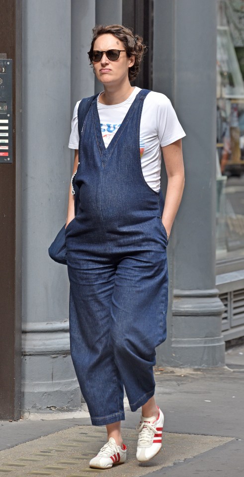 Phoebe Waller-Bridge showing her baby bump while walking in London.